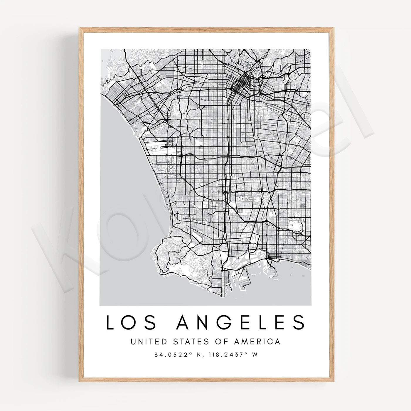 Los Angeles City Map Posters Wall Map Wall Art Black White Fine Art Canvas Prints Stylish Minimalist Posters For Home/Office