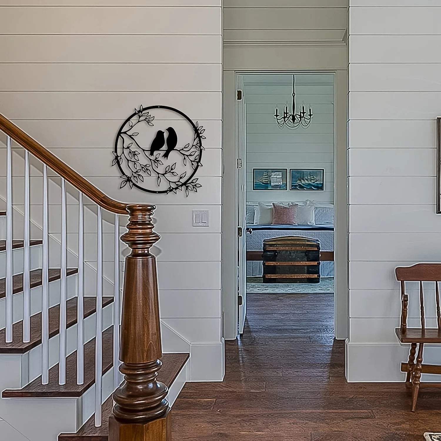 Love Birds On A Branch Metal Wall Art 3D Sculptured Iron Craft Bird Silhouette Wall Decor For Living Room Dining Room Garden Creative Nordic Home Decor