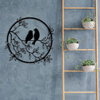 Love Birds On A Branch Metal Wall Art 3D Sculptured Iron Craft Bird Silhouette Wall Decor For Living Room Dining Room Garden Creative Nordic Home Decor