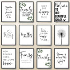 Love Family Home Happy Quotes Posters Canvas Prints Wall Art Black White Minimalist Quotation Pictures For Kitchen Living Room Family Room Home Decor