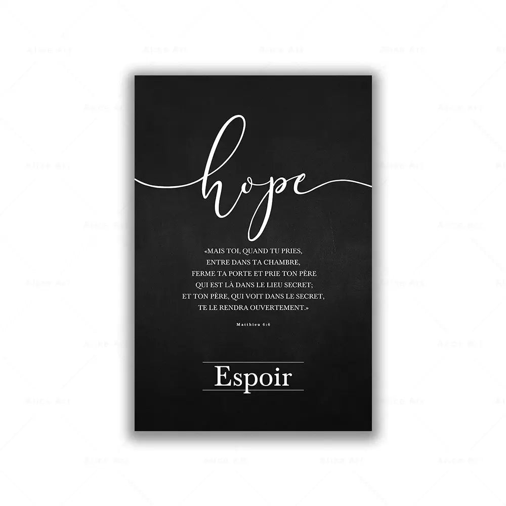 Love Hope Faith Inspirational Quotes in Spanish Wall Art Fine Art Canvas Prints Minimalist Monotone Letters and Text Quotation Posters For Living Room