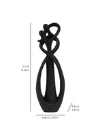 Black decorative vase with measurements on a white background