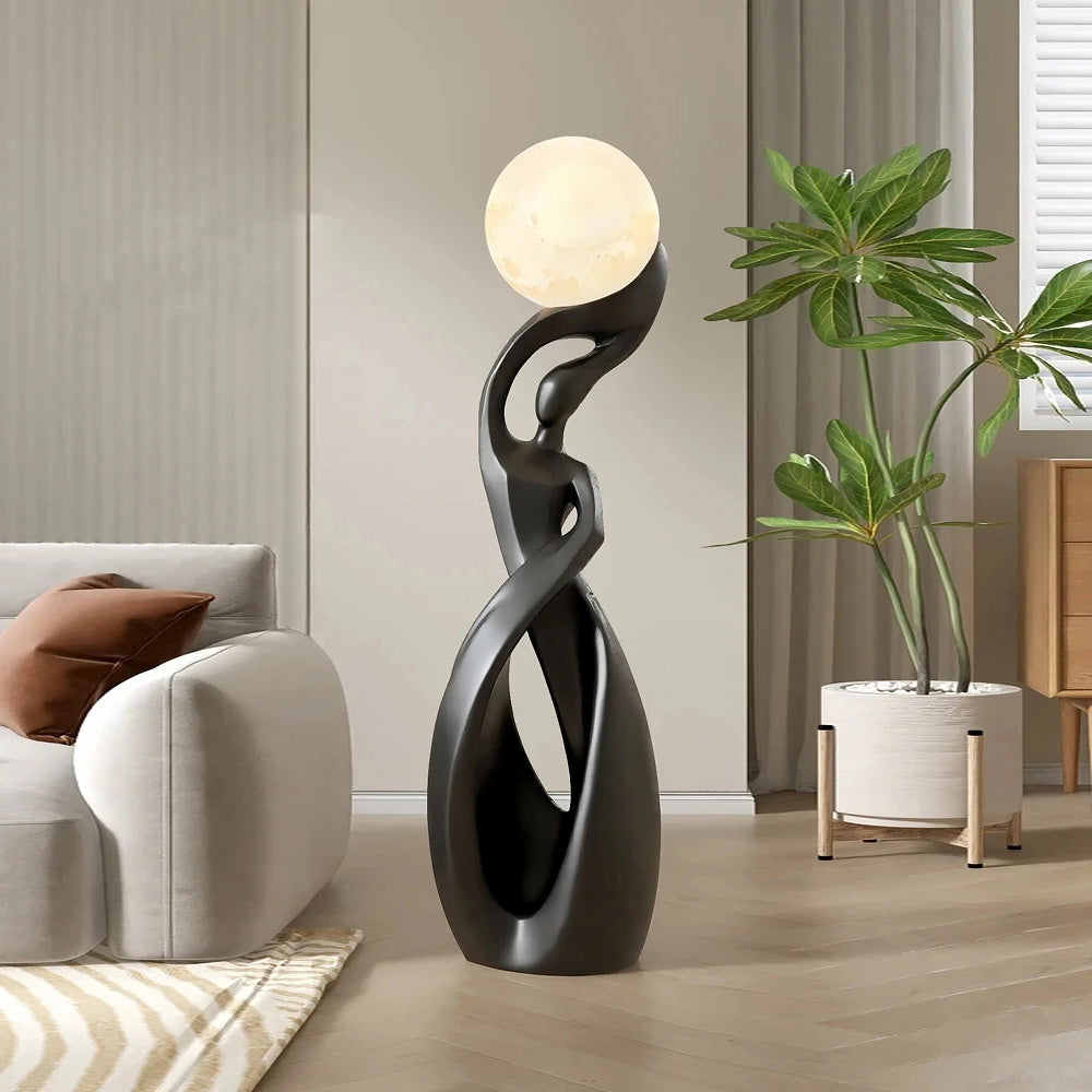 Luminous Moon Lady Sculpture Abstract Figurine for Living Room Coffee Table Ornamental Decoration For Modern Living Spaces