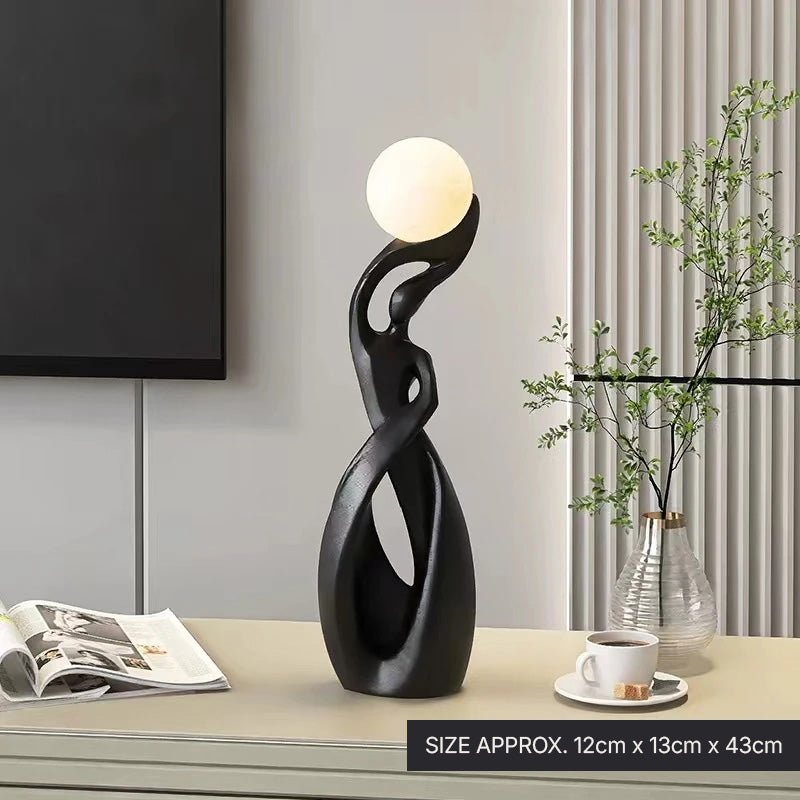 Luminous Moon Lady Sculpture Abstract Figurine for Living Room Coffee Table Ornamental Decoration For Modern Living Spaces