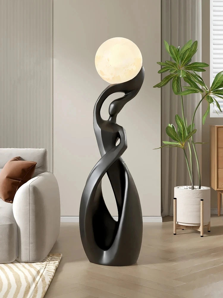 Luminous Moon Lady Sculpture Abstract Figurine for Living Room Coffee Table Ornamental Decoration For Modern Living Spaces