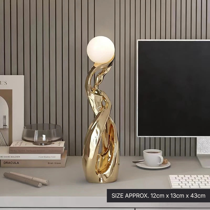 Luminous Moon Lady Sculpture Abstract Figurine for Living Room Coffee Table Ornamental Decoration For Modern Living Spaces