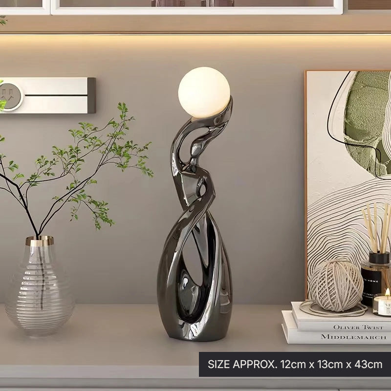 Luminous Moon Lady Sculpture Abstract Figurine for Living Room Coffee Table Ornamental Decoration For Modern Living Spaces