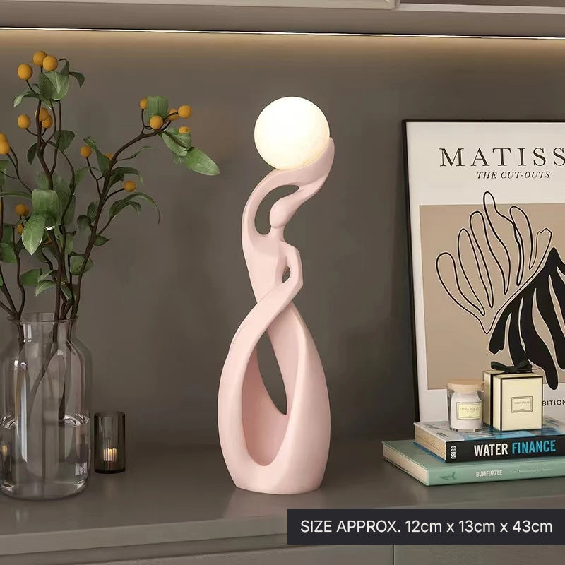Luminous Moon Lady Sculpture Abstract Figurine for Living Room Coffee Table Ornamental Decoration For Modern Living Spaces