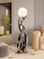 Luminous Moon Lady Sculpture Abstract Figurine for Living Room Coffee Table Ornamental Decoration For Modern Living Spaces