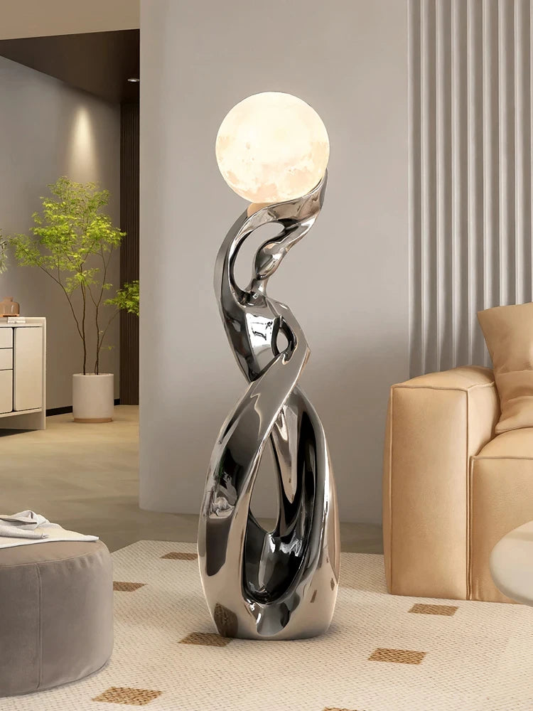 Luminous Moon Lady Sculpture Abstract Figurine for Living Room Coffee Table Ornamental Decoration For Modern Living Spaces