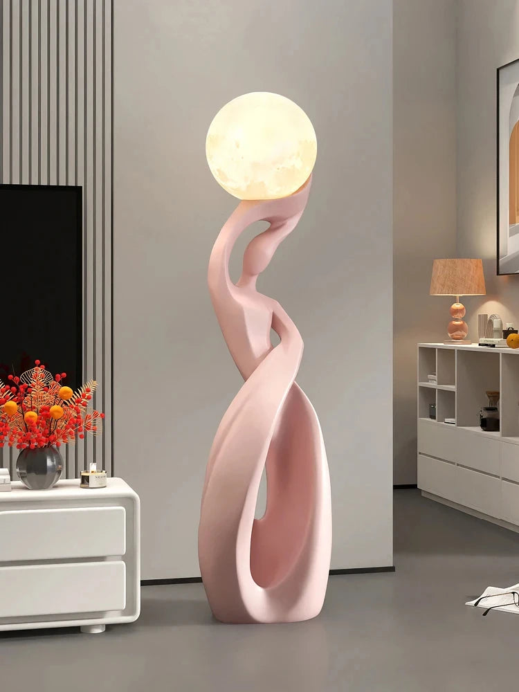 Luminous Moon Lady Sculpture Abstract Figurine for Living Room Coffee Table Ornamental Decoration For Modern Living Spaces