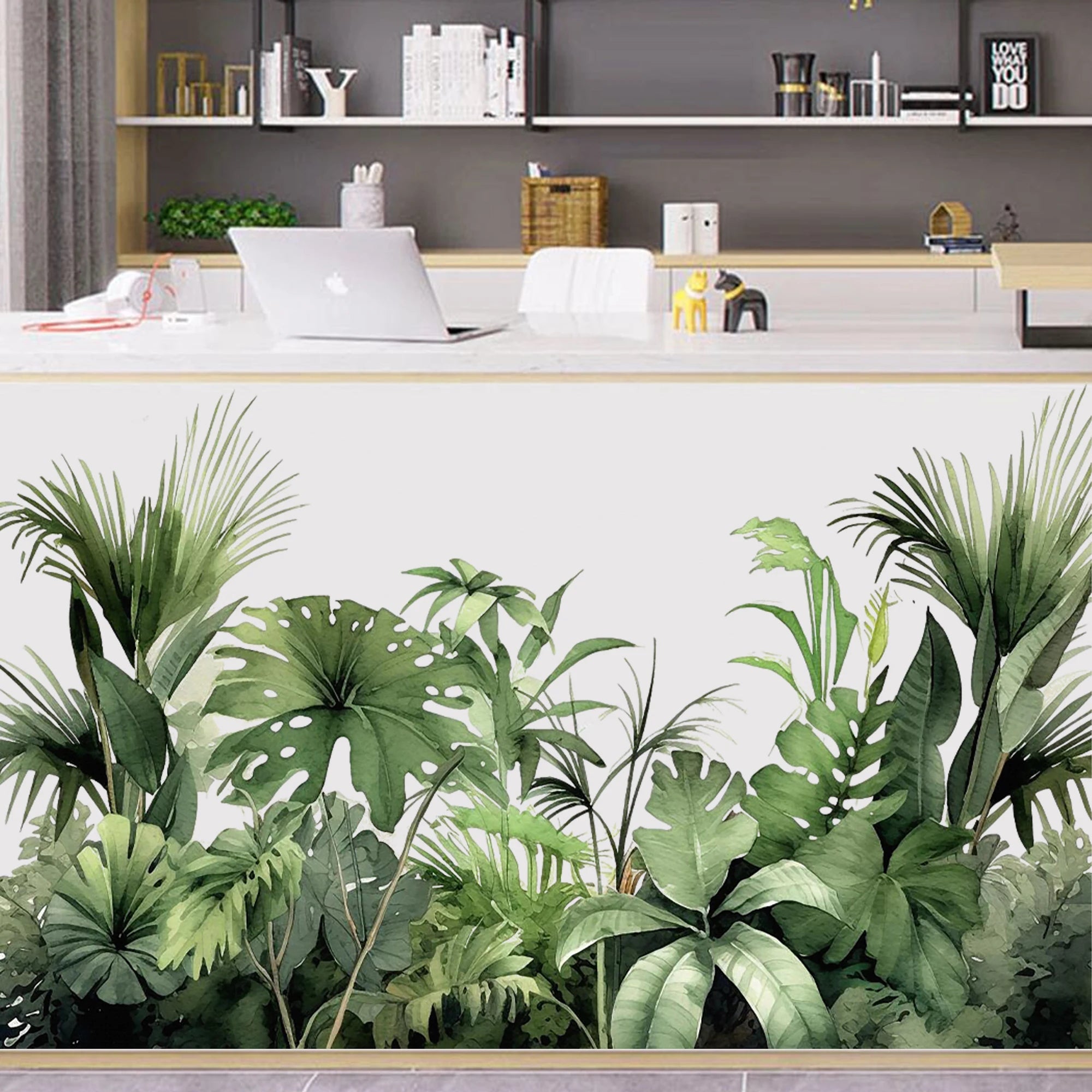 Lush Jungle Green Foliage Wall Mural – Botanical Peel & Stick Wall Decal Décor for Kitchen, Dining Room & Living Room - Creative DIY Home Decor