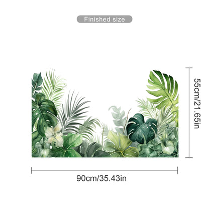 Lush Jungle Green Leaves Foliage Wall Mural – Botanical Peel & Stick Wall Decal Décor for Kitchen, Dining Room & Living Room - Creative DIY Home Decor