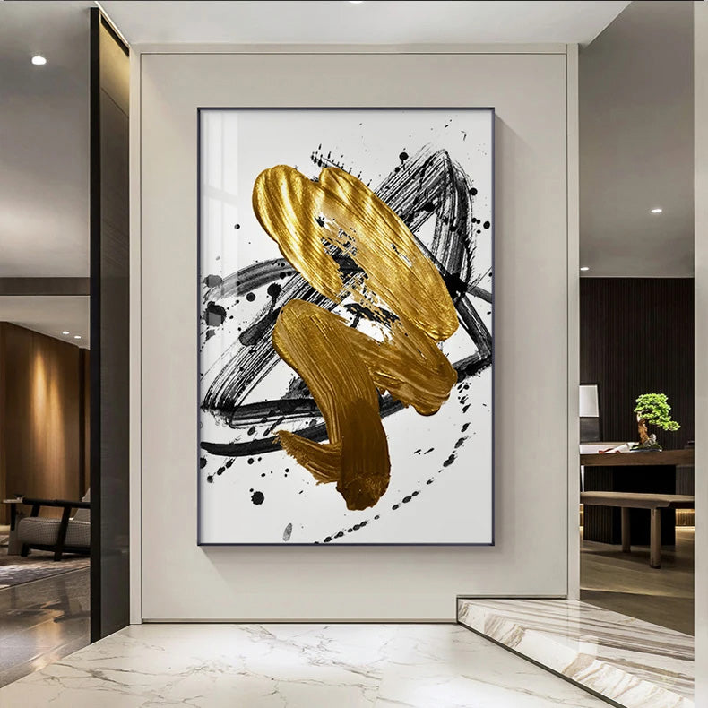 luxury Golden Black Canvas Painting Abstract Painting Nordic Home Decor Wall Art Poster Print Picture Living Room Bedroom Decor