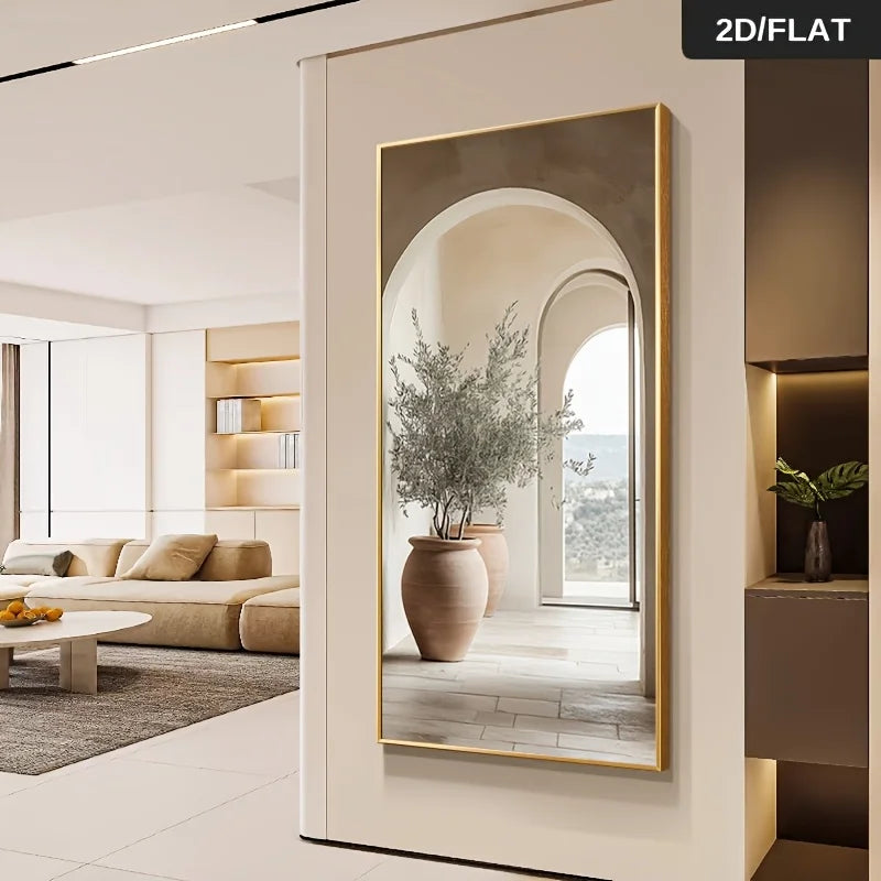 Mediterranean Vase in Archway Landscape Wall Art Fine Art Canvas Print Picture For Modern Apartment Entryway Foyer Reception Art Decor