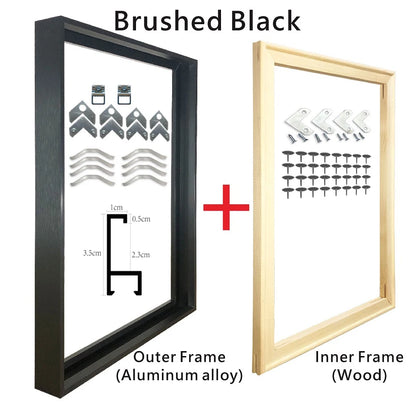 Metal Picture Frame Brushed Black Big Sizes 70x100, 60x90, 50x70 etc For Framing Canvas Prints - Brushed Gold, Purple Gold, Titanium Gold, Brushed Black, Brushed Silver, Aluminium Frame Kits Complete With Wooden Inner Frame 2025