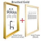 Metal Picture Frame Brushed Gold Big Sizes 70x100, 60x90, 50x70 etc For Framing Canvas Prints - Brushed Gold, Purple Gold, Titanium Gold, Brushed Black, Brushed Silver, Aluminium Frame Kits Complete With Wooden Inner Frame 2025