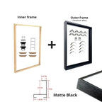Metal Picture Framing Kit in Gold Silver Black Multiple Sizes 20x30cm - 100x150cm Frames For Canvas Prints - Matte Black, Titanium Gold, Teak Effect etc Aluminium Frame Kits With Wooden Inner Frame