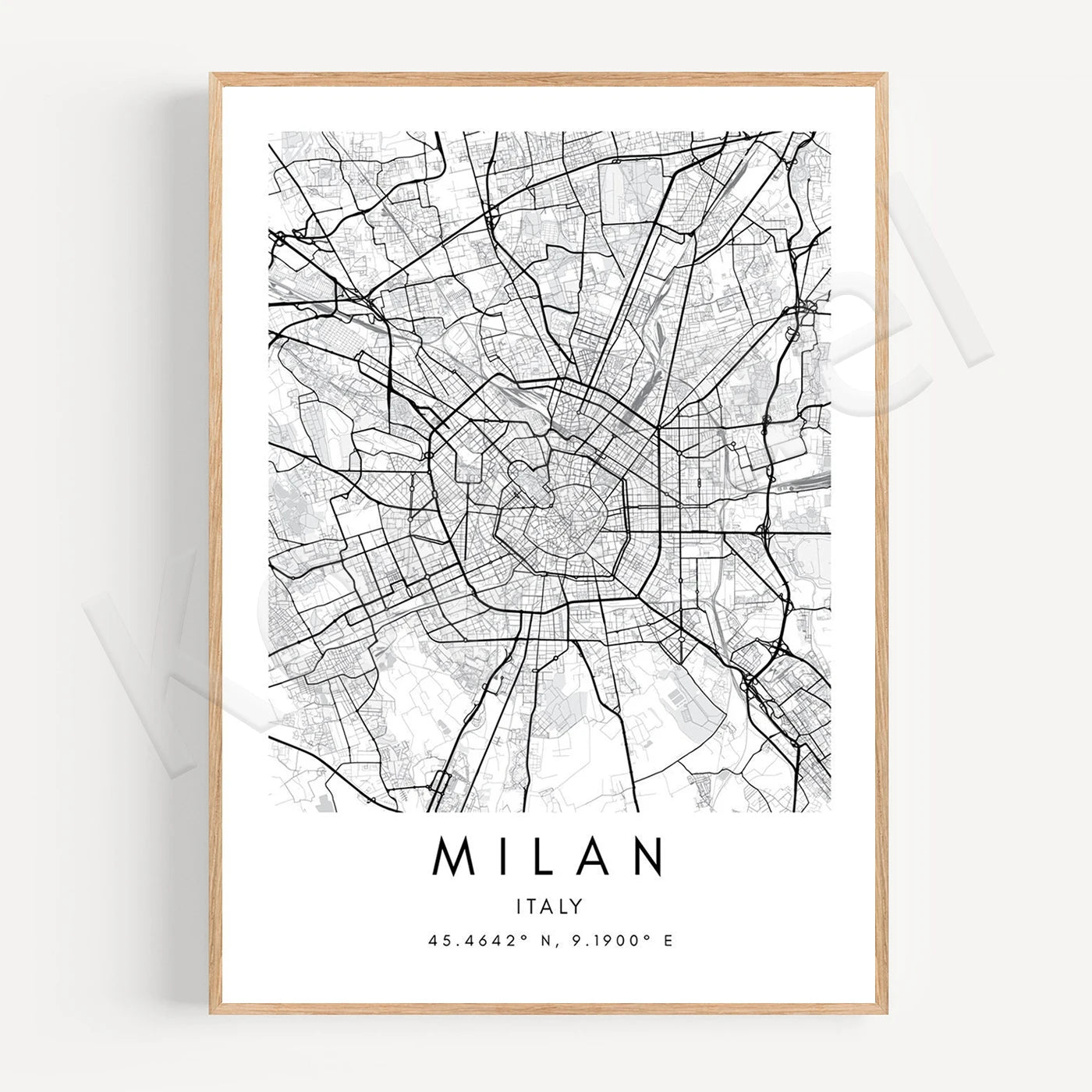 Milan City Map Posters Wall Map Wall Art Black White Fine Art Canvas Prints Stylish Minimalist Posters For Home/Office