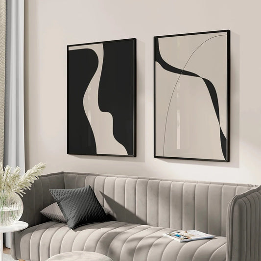 Minimal Abstract Black White Wall Art Fine Art Canvas Prints Pictures For Modern Apartment Living Room Art For Contemporary Interiors