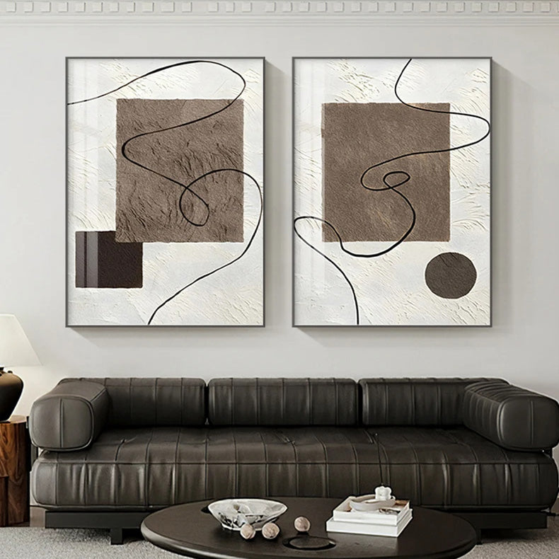 Minimalist Abstract Geometry Wall Art Fine Art Canvas Prints Neutral Colors Abstract Pictures For Modern Living Room Dining Room Bedroom Art Decor