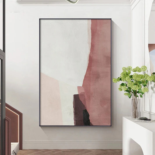 Minimalist Shades Of Pink White Scandinavian Abstract Wall Art Fine Art Canvas Prints Pictures For Modern Apartment Living Room Bedroom Art Decor