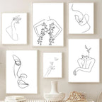 Minimalist Abstract Beauty Figure Art Line Art Fine Art Canvas Prints Pictures For Living Room Bedroom Salon Art Decor