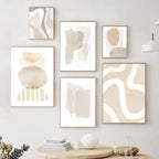 Minimalist Abstract Beige Gray Gallery Wall Art Fine Art Canvas Prints Pictures For Living Room Bedroom Scandinavian Inspired Home Decor
