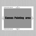 Diagram showing the canvas painting area with white border reserved on a textured gray background.