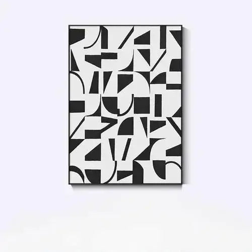 Abstract black and white geometric pattern on a white background
