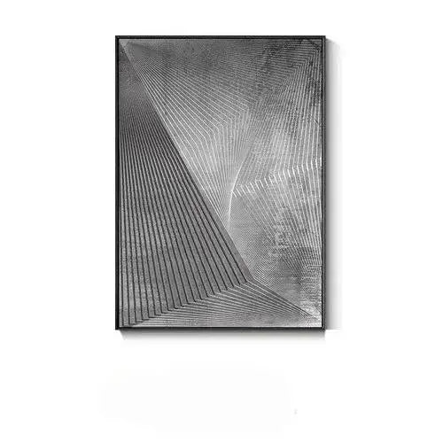 Framed black and white abstract art on a white background
