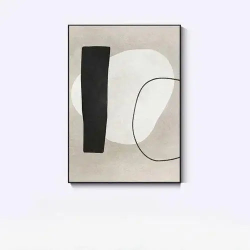 Abstract art print with geometric shapes on a light background