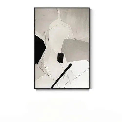Abstract art piece with geometric shapes on a white background