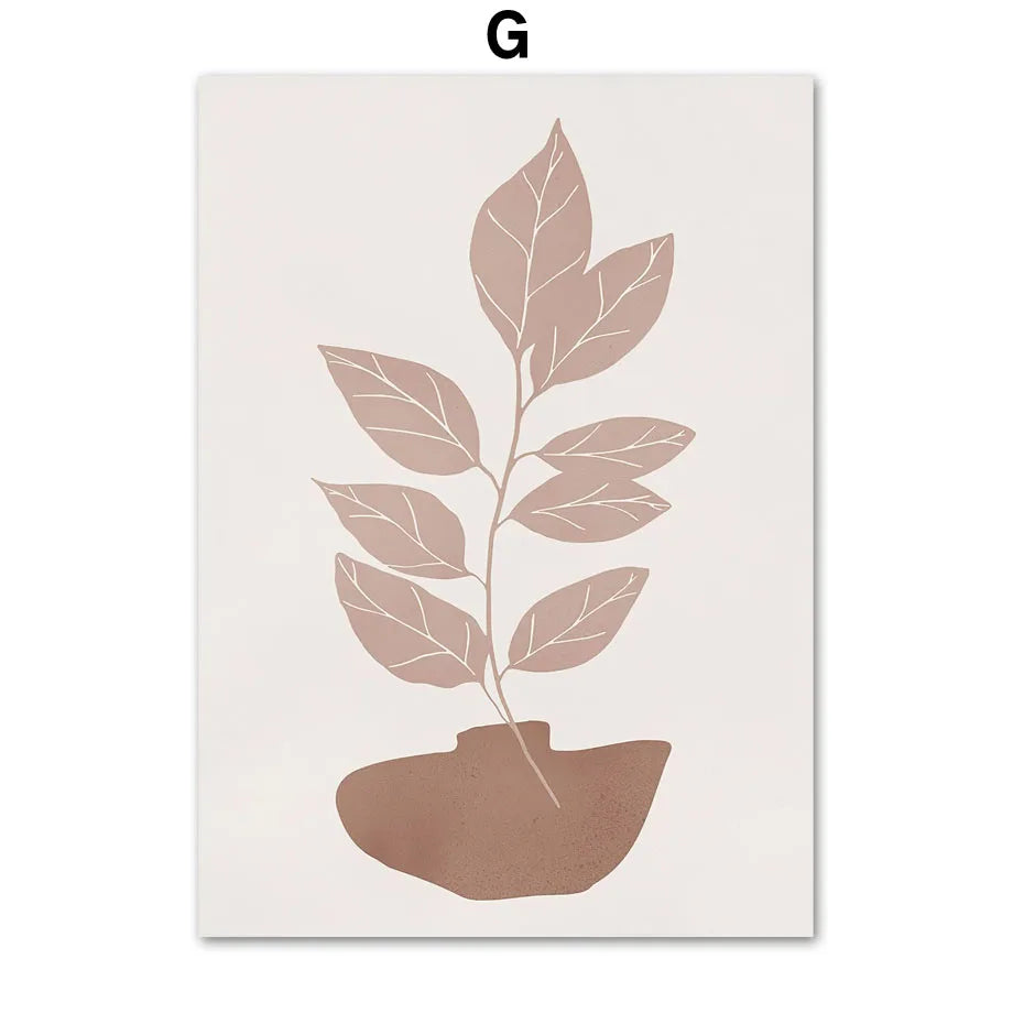 Decorative wall art with a plant design on a beige background