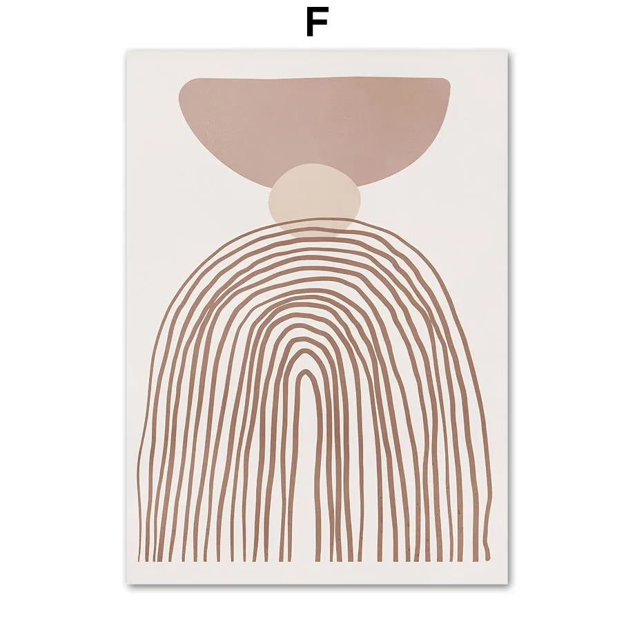 Abstract art print with curved lines and shapes on a white background