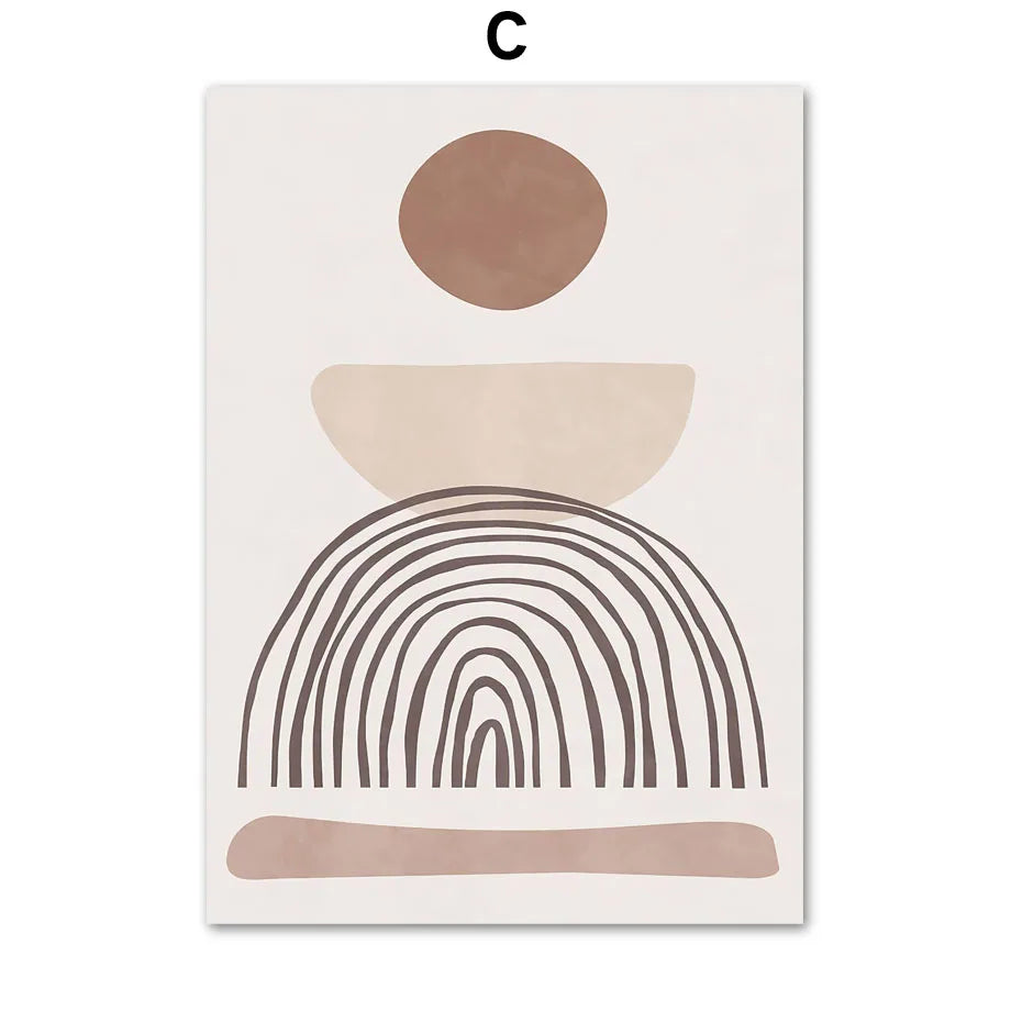 Abstract art print with geometric shapes on a white background