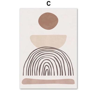Abstract art print with geometric shapes on a white background
