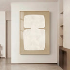 Minimalist Abstract Cream Beige Geometric Wall Art Fine Art Canvas Prints Pictures For Living Room Bedroom Dining Room Art For Modern Living