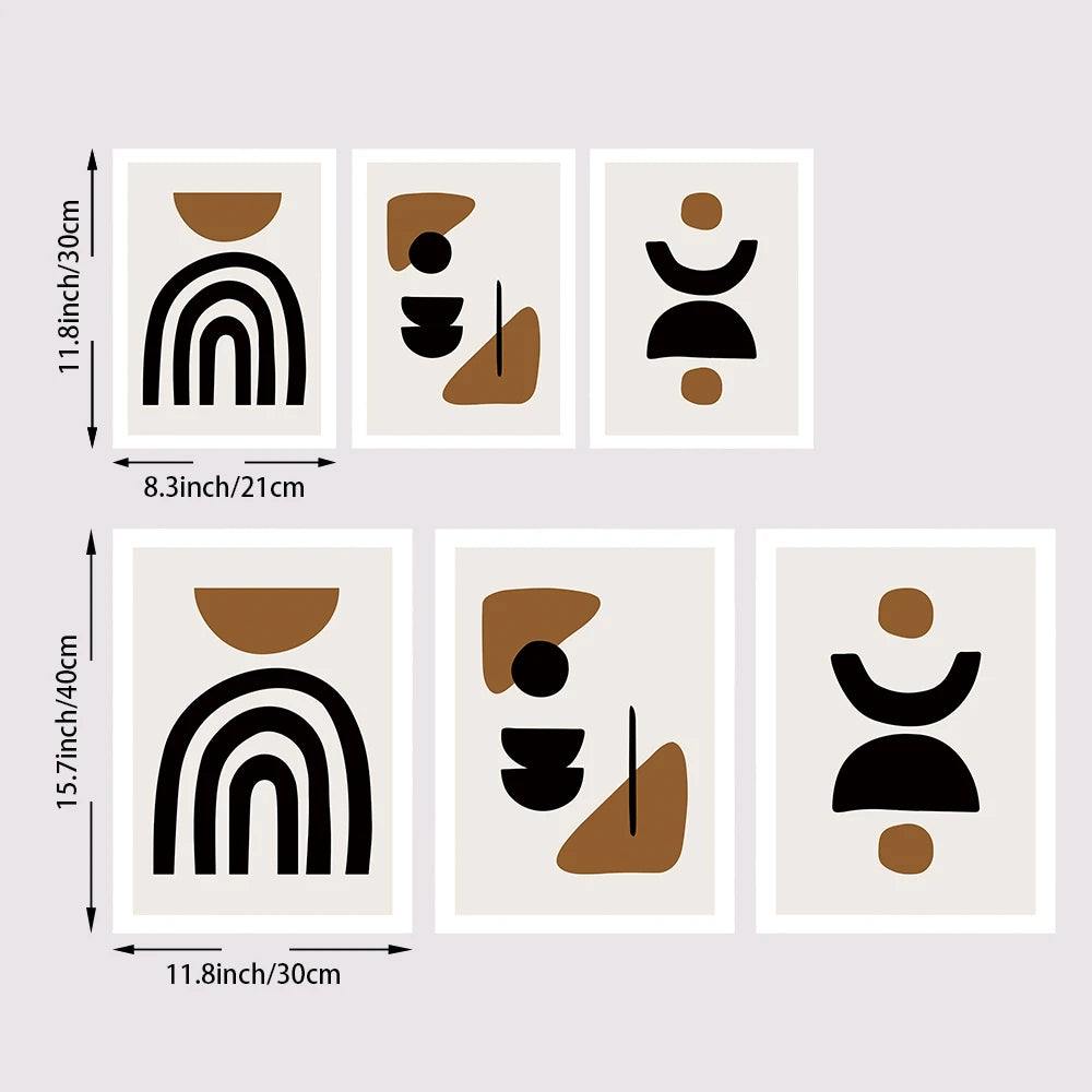 Minimalist Abstract Elements Wall Art Fine Art Canvas Prints Black Brown Neutral Color Pictures For Modern Apartment Living Room Decor