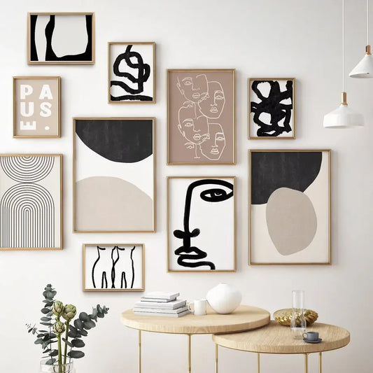 Minimalist Abstract Gallery Wall Art Fine Art Canvas Prints Figure Art Geometric Line Art Pictures For Modern Apartment Living Room Decor