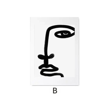 Abstract black line art of a face on a white background