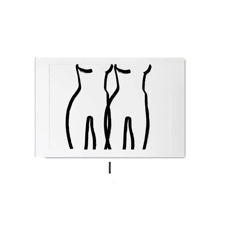Three abstract black line drawings on a white background