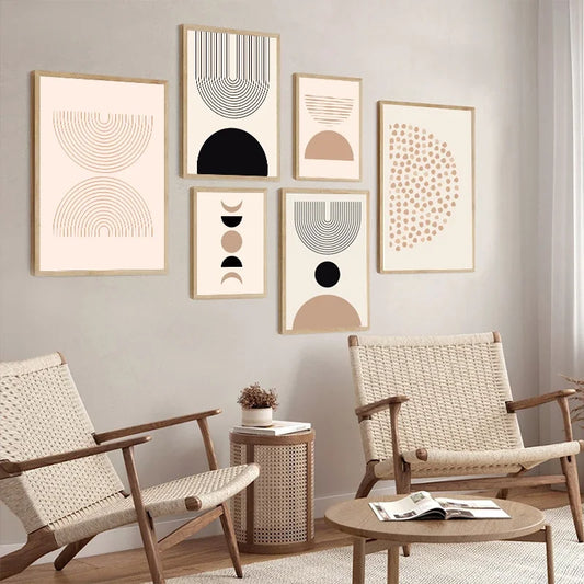 Minimalist Abstract Geometric Moon Phase Line Art Wall Art Fine Art Canvas Prints Pictures For Modern Apartment Living Room Nordic Home Decor