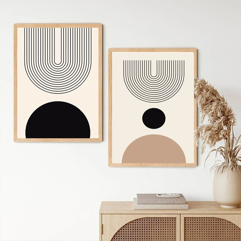 Minimalist Abstract Geometric Moon Phase Line Art Wall Art Fine Art Canvas Prints Pictures For Modern Apartment Living Room Nordic Home Decor
