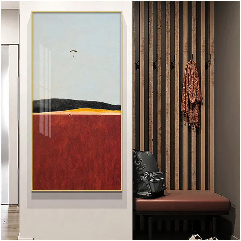 Minimalist Abstract Landscape Wall Art Fine Art Canvas Prints Colorful Vertical Format Pictures For Living Room Foyer Reception Room Contemporary Art Decor