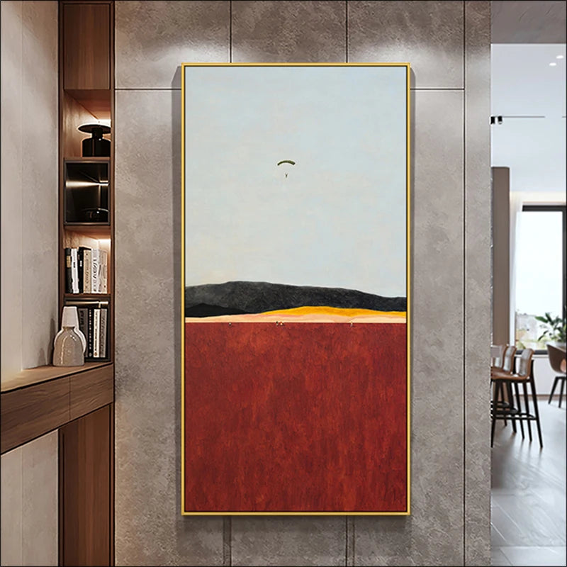Minimalist Abstract Landscape Wall Art Fine Art Canvas Prints Colorful Vertical Format Pictures For Living Room Foyer Reception Room Contemporary Art Decor