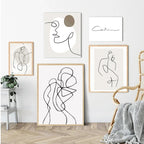 Minimalist Abstract Line Art Figure Art Fine Art Canvas Prints Black White Pictures Posters For Living Room Bedroom Art For Simple Living