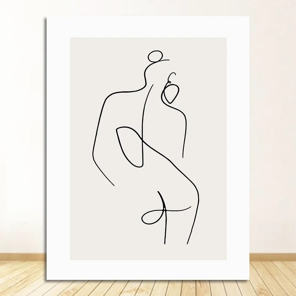 Minimalist Abstract Line Art Figure Art Fine Art Canvas Prints Black White Pictures Posters For Living Room Bedroom Art For Simple Living 2025