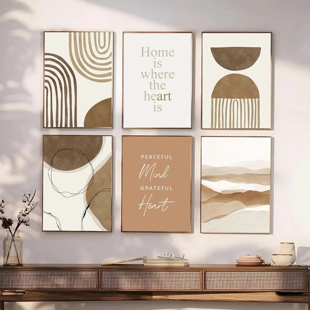 Minimalist Abstract Mindfulness Quotes Wall Art Fine Art Canvas Prints Neutral Toned Artworks For Living Room Gallery Wall Home Decor