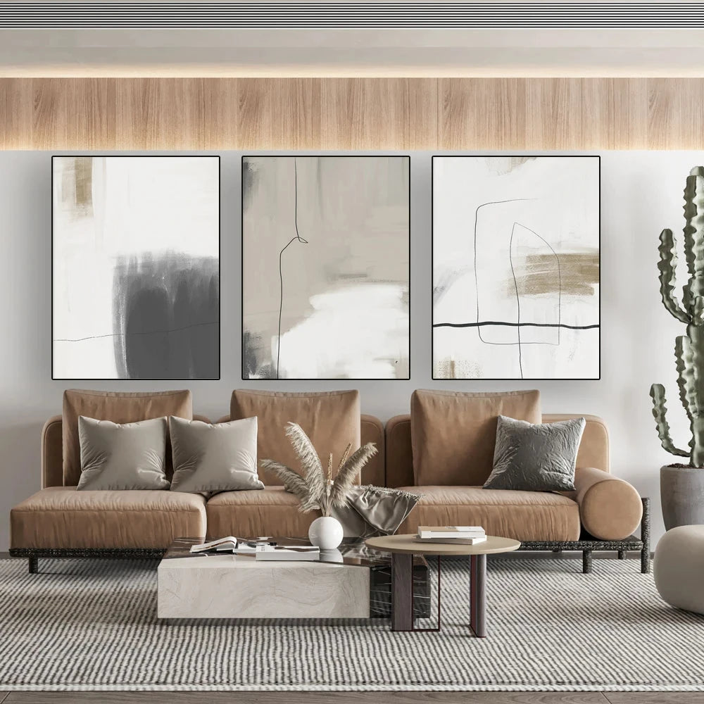 Minimalist Abstract Neutral Colors Wall Art For Contemporary Interiors ...